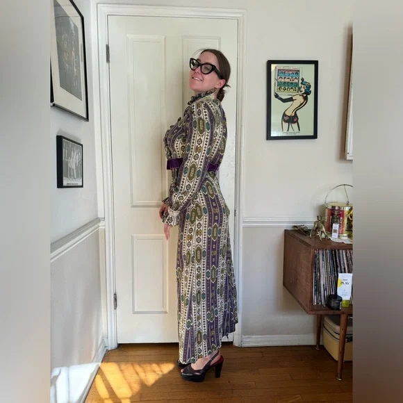 70s Vintage Dollyrockers Victorian Revival Maxi Dress - Picture 2 of 9